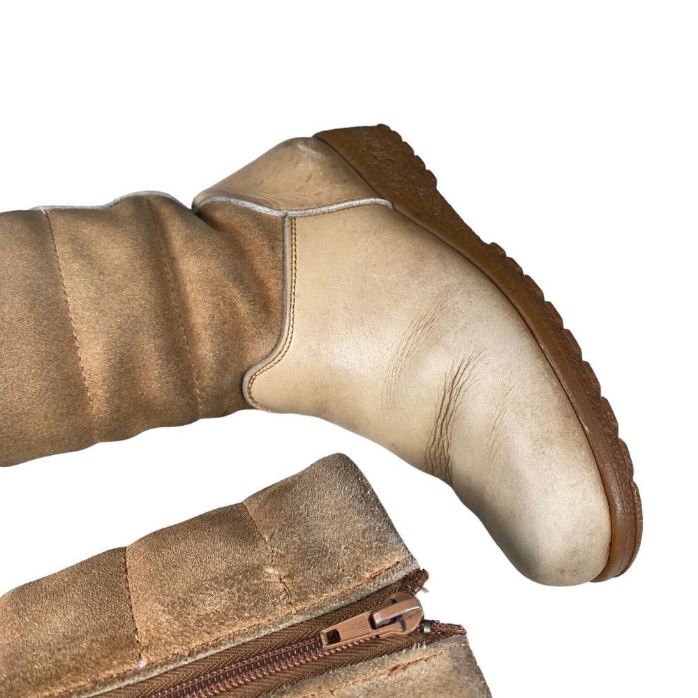 Vntg Blondo Canada Shearling Lined Beige Leather / Suede Women's Sz US 6 Boots‎ - Picture 12 of 16